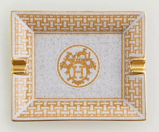Medium ashtray white golden color / ashtray from Hermes